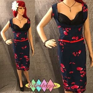 Pink/Black/Red Vanessa Floral Wiggle- NWT