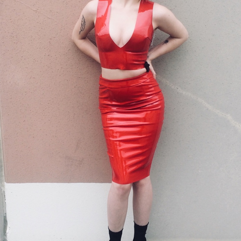 Red Latex 2 Piece