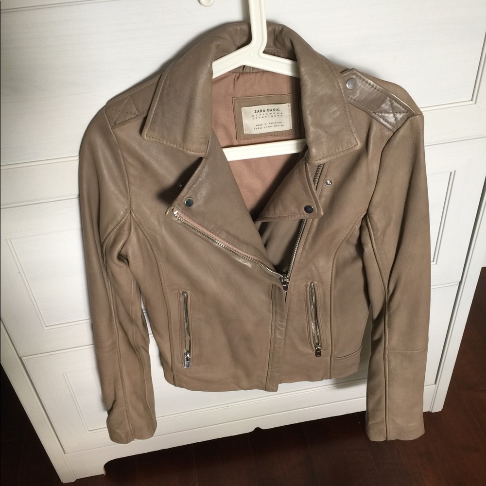 Zara taupe leather jacket - Picture 7 of 7