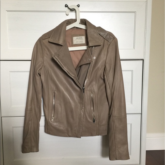 Zara taupe leather jacket - Picture 5 of 7