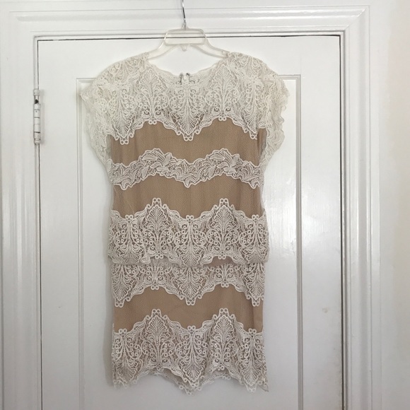 Cream & Nude lace overlay dress - Picture 4 of 7