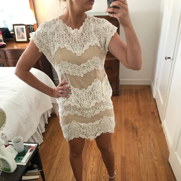 Cream & Nude lace overlay dress - Picture 5 of 7