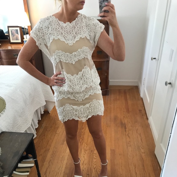 Cream & Nude lace overlay dress - Picture 6 of 7