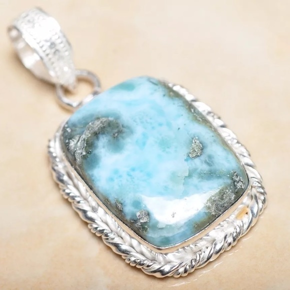 Boutique Jewelry - Blue Caribbean Larimar & Sterling Silver Pendant