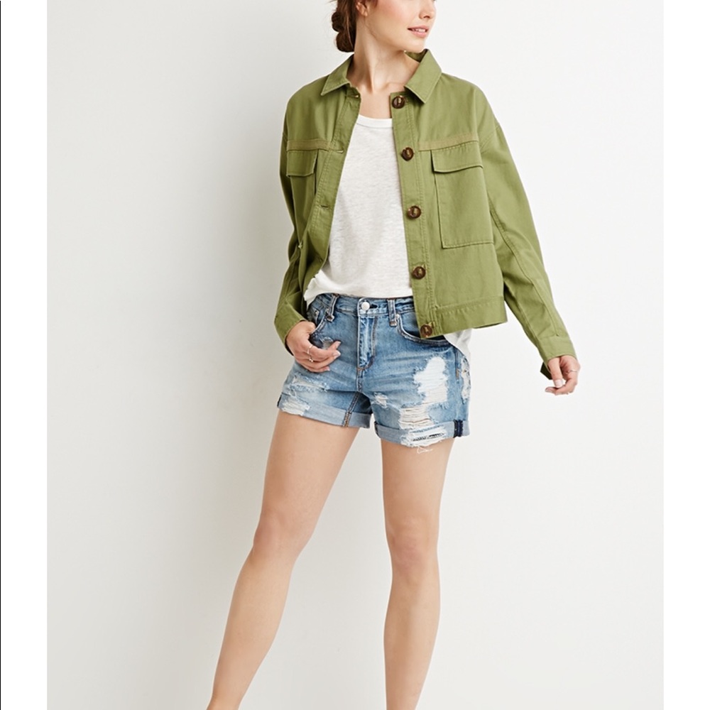 F21 Olive Canvas Jacket