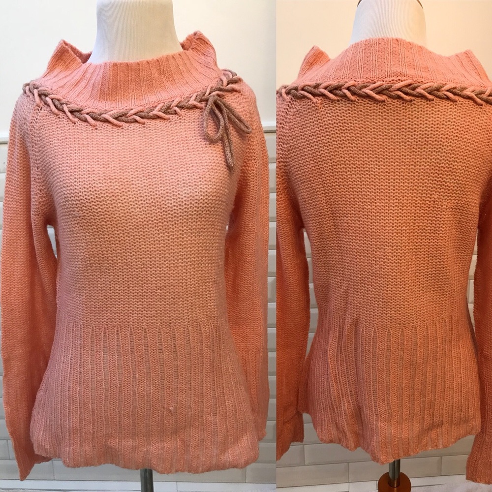 Anthropologie Sweater - Braided Design - Pink