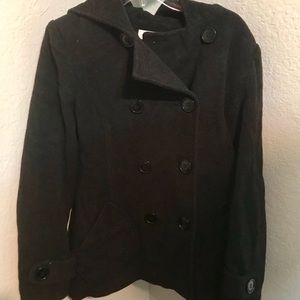 Charcoal grey almost black JLO brand pea coat sz L