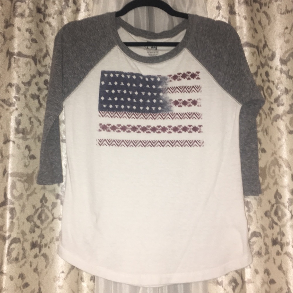 American flag baseball tee