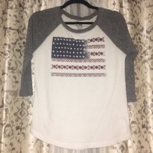American flag baseball tee