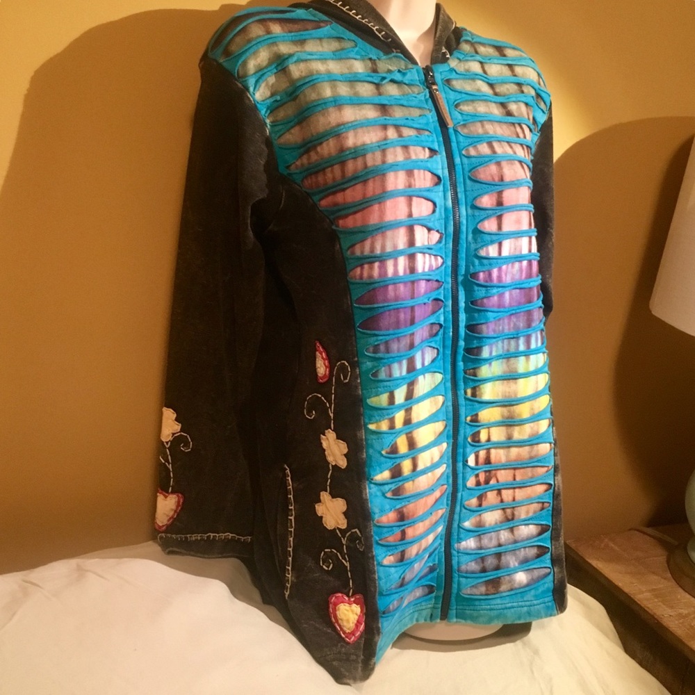 Kyber Hooded Cotton Jacket Tie Dye Zip Up Hoodie - Picture 2 of 8