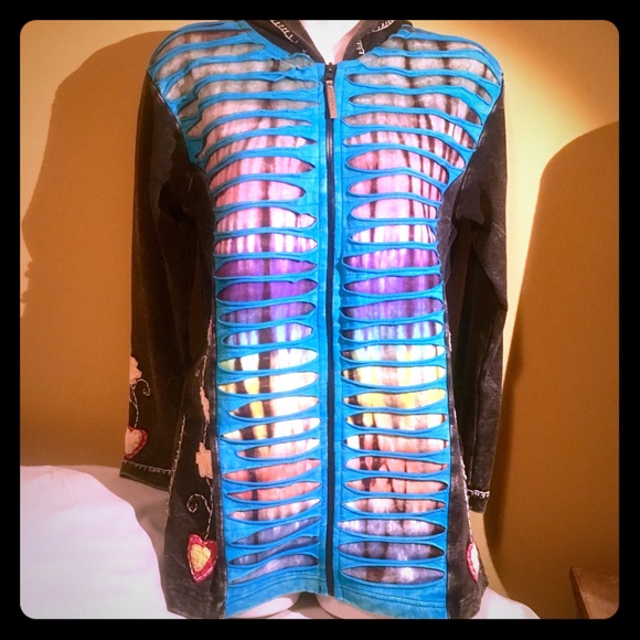 Kyber Jackets & Blazers - Kyber Hooded Cotton Jacket Tie Dye Zip Up Hoodie