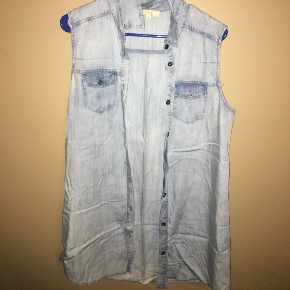 Never worn cut off “jean” button up