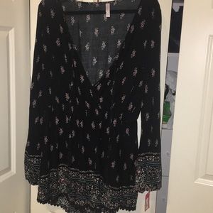 Brand New Black Floral Romper