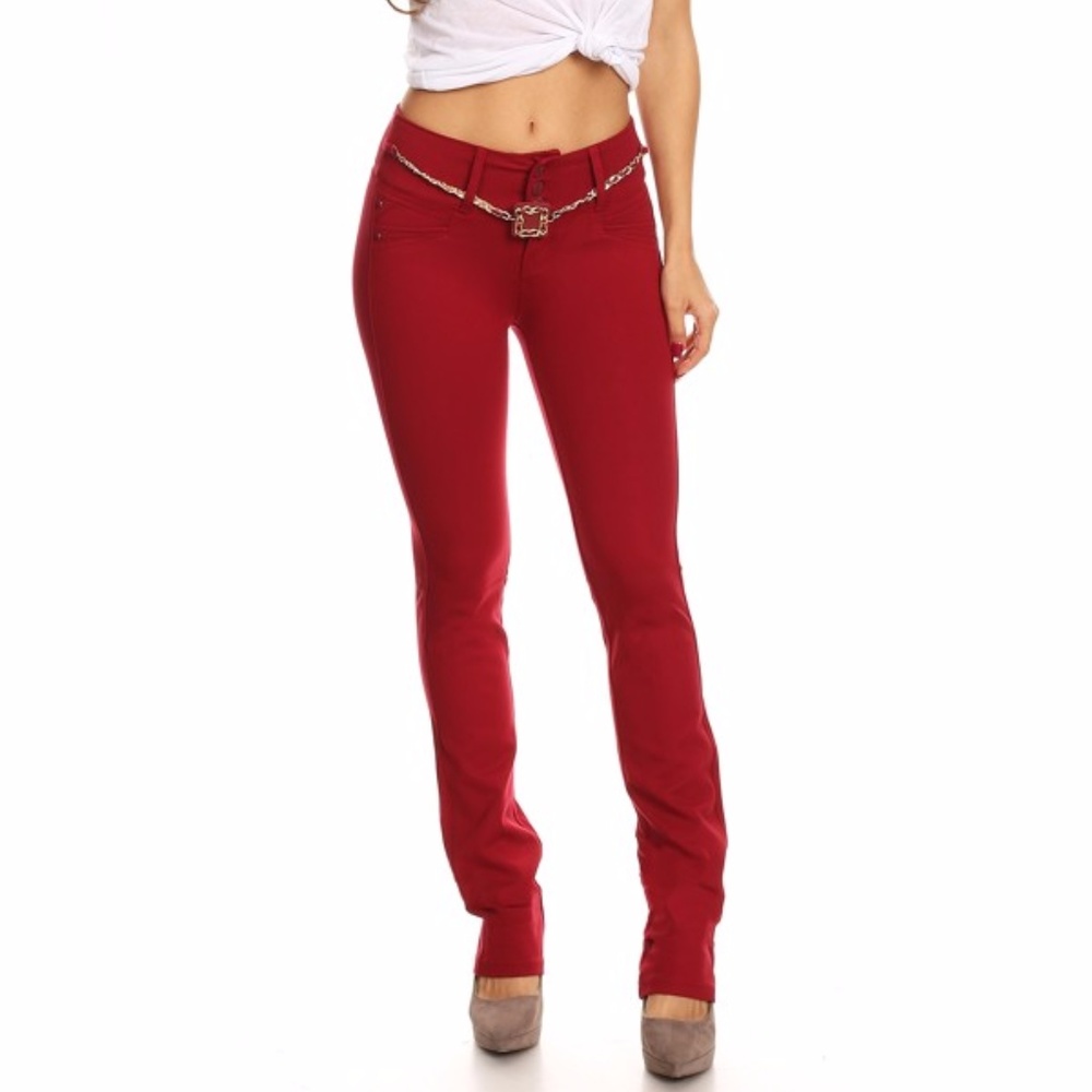 Straight leg Burgundy Jeggings