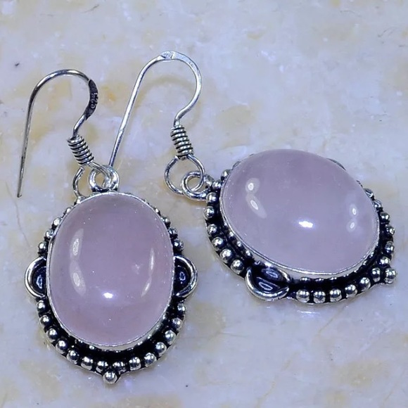 Boutique Jewelry - 🔴SOLD🔴Genuine Rose Quartz & 925 Silver Earrings