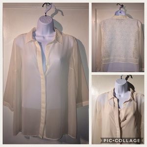 NWOT Vera Wang Sheer Lace Blouse w/ Cami Included