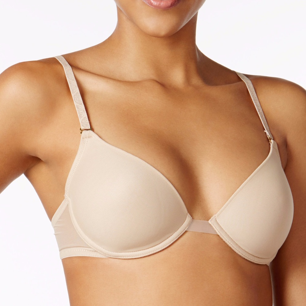 NWT Wacoal 85935 Logo Lace Seamless Plunge UW Bra