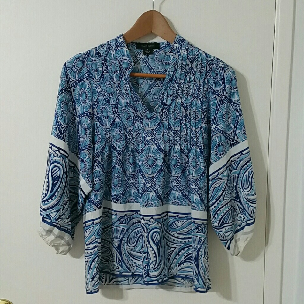 Karen Kane printed silk blouse top