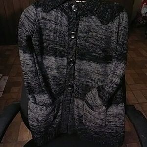 Black and gray sweater jacket