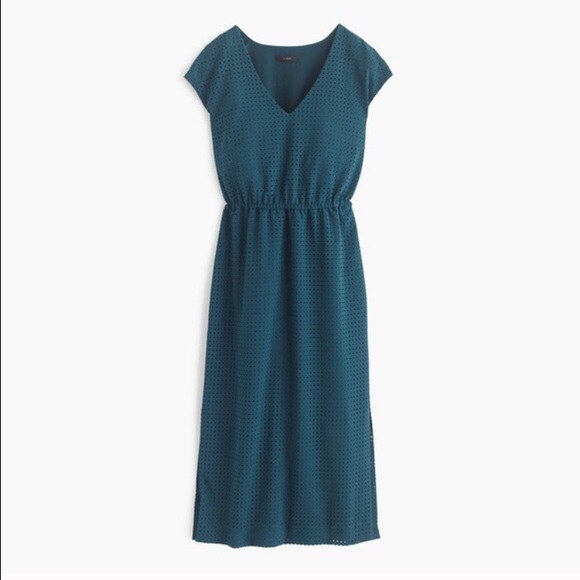 J.Crew Perforated Drapey Side Slit Dress w/Pockets - Picture 2 of 4