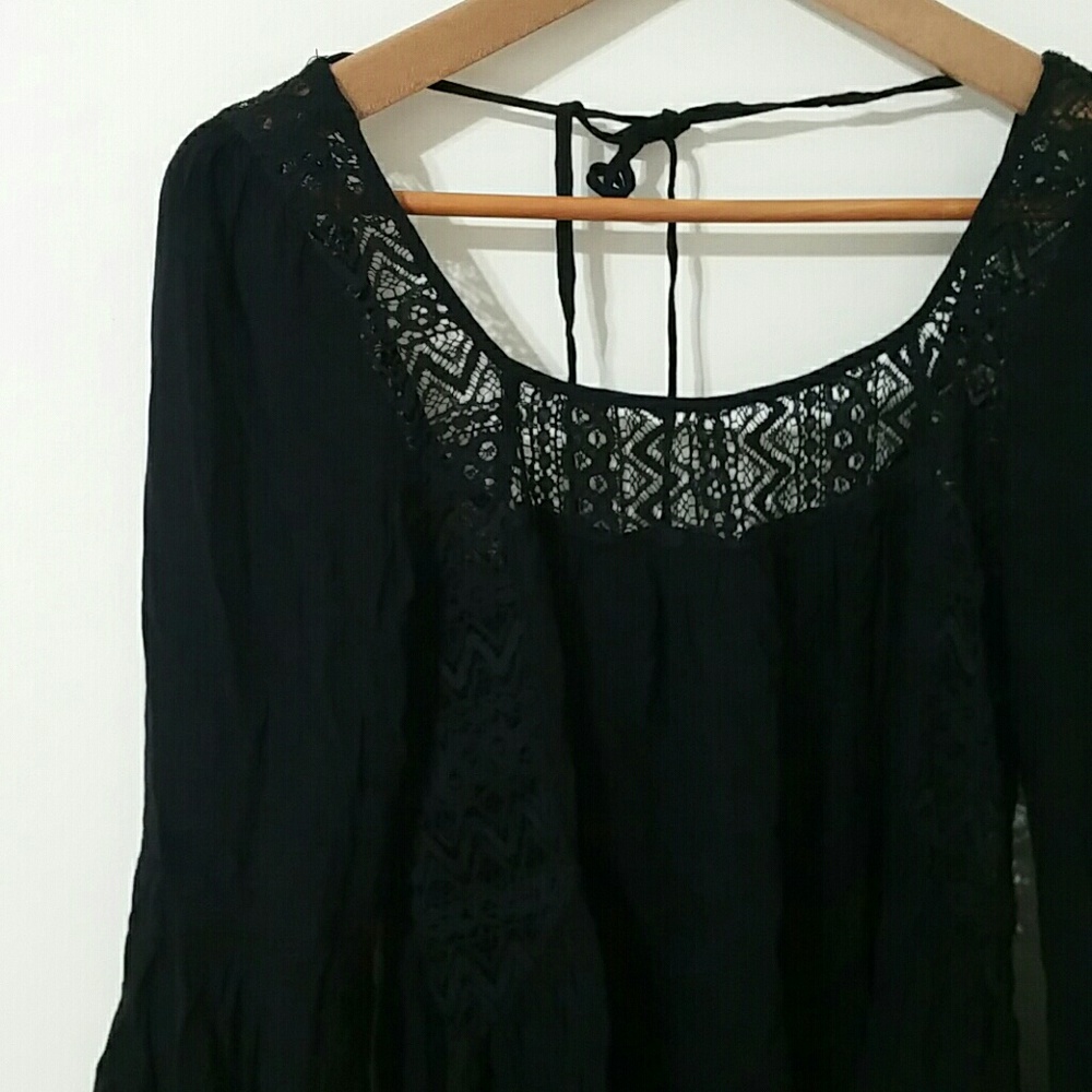 Nordstrom phanuel lace blouse top with bell sleeve