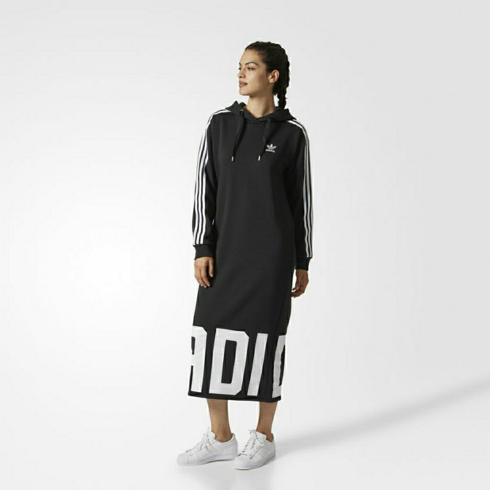 Adidas long hoodie dress black NWOT