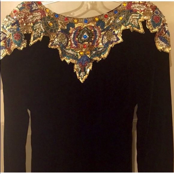 Dore/Black/Bead/1991 Evening Gown/Sz 2/Never Worn - Picture 2 of 7