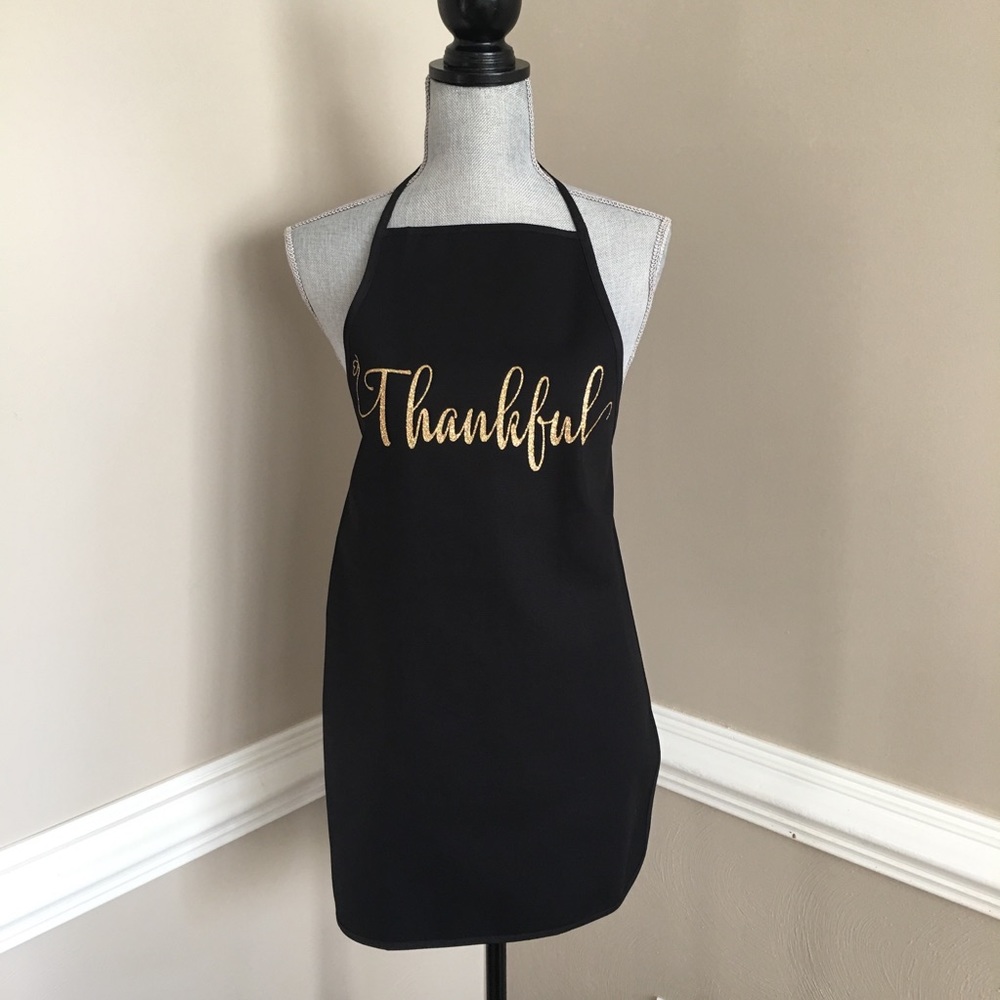 Thanksgiving apron Thankful in Black NWOT