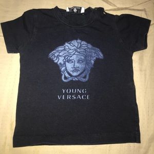 Used dark navy Versace tee 6-12 months fits small