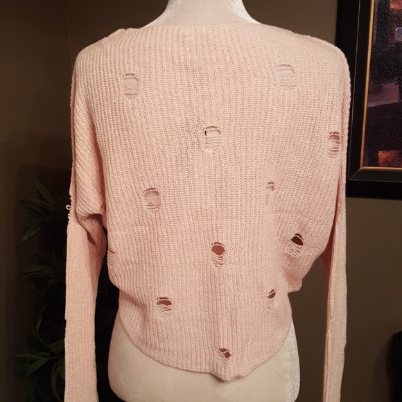 Express Pink Destroyed Knit Sweater - Picture 5 of 8