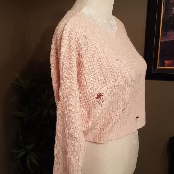 Express Pink Destroyed Knit Sweater - Picture 6 of 8