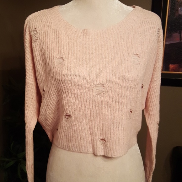 Express Pink Destroyed Knit Sweater - Picture 3 of 8