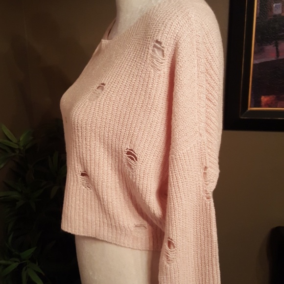 Express Pink Destroyed Knit Sweater - Picture 4 of 8