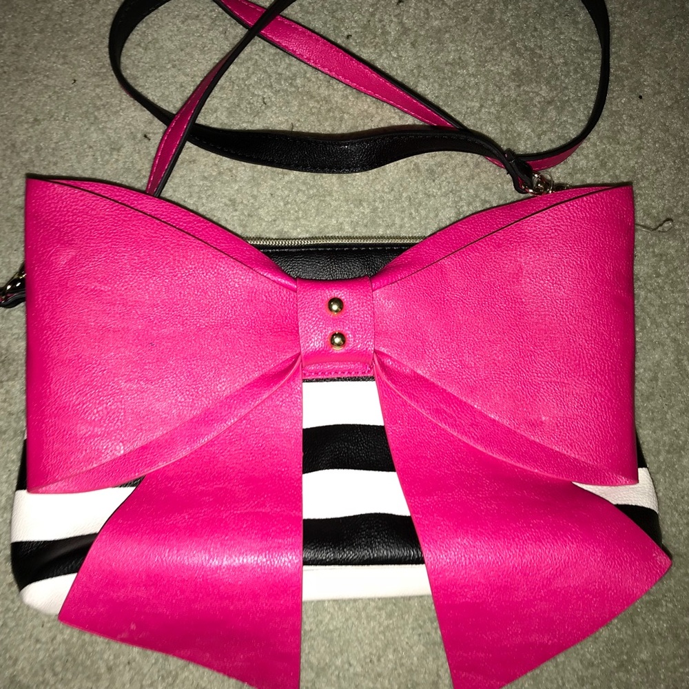Black white and pink Betsey Johnson purse