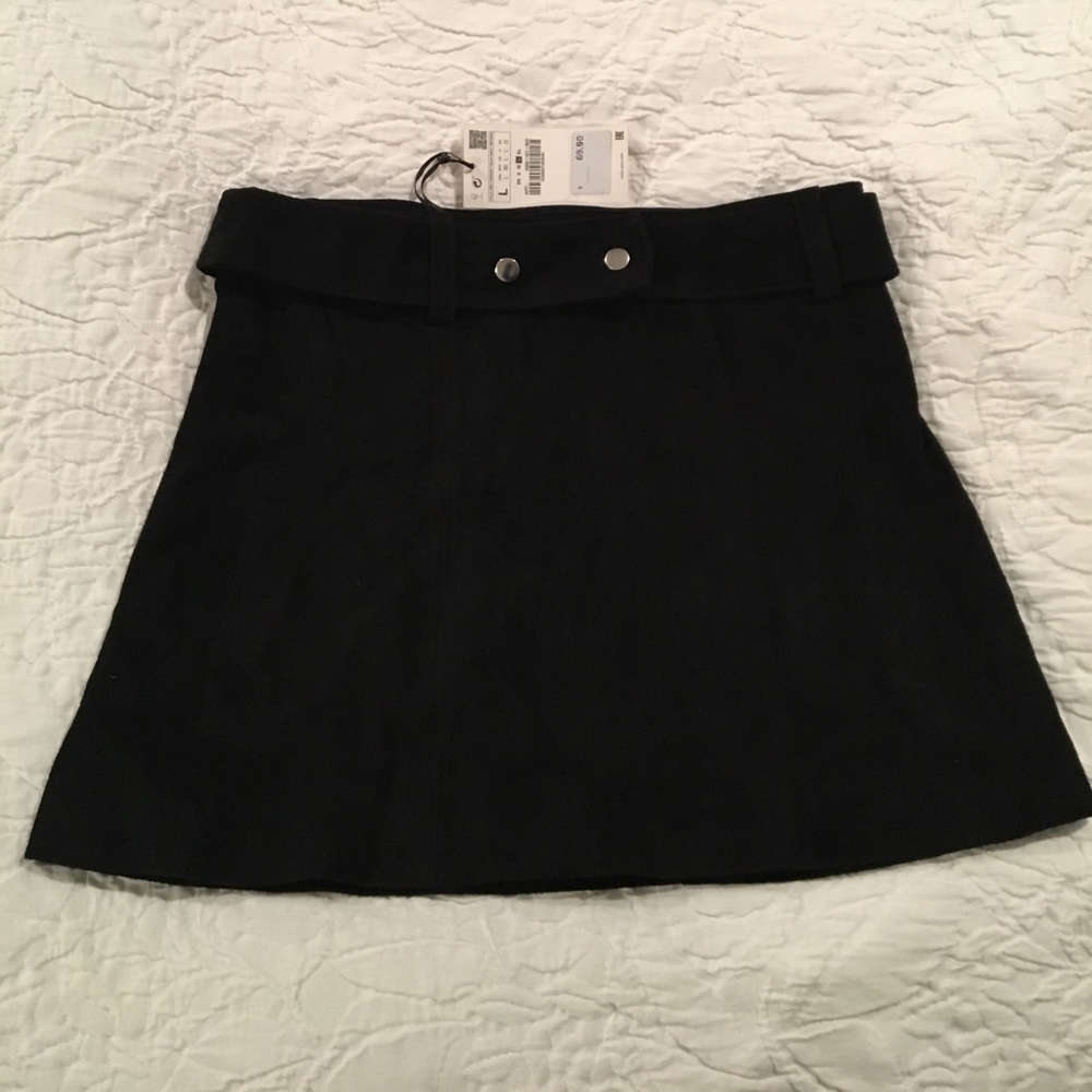 Faux Suede Black Mini Skirt