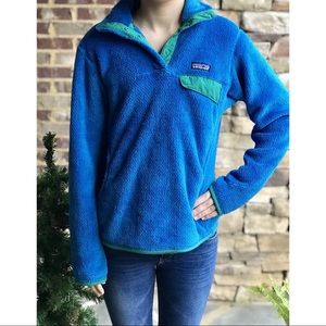 Patagonia turquoise/aqua & green fleece pullover