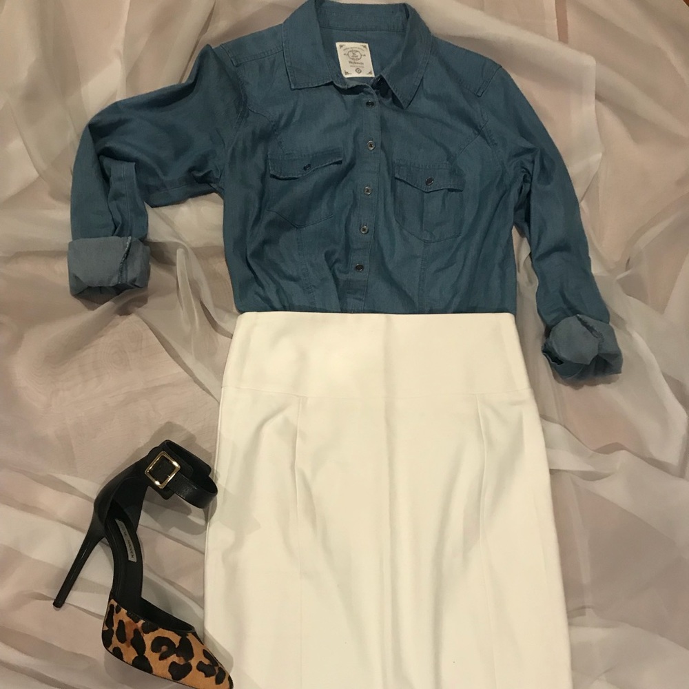 Express white high waist pencil skirt