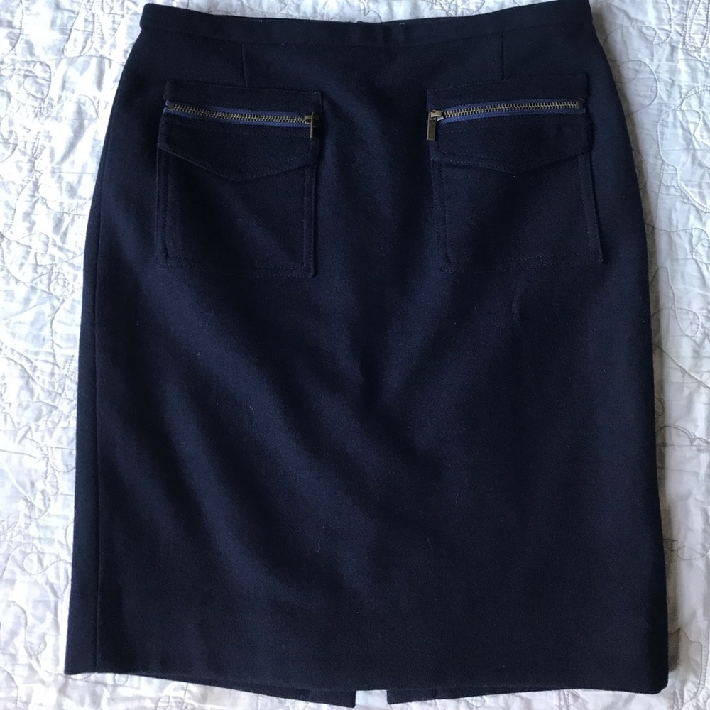 J. Crew Wool Navy Blue pencil skirt 4