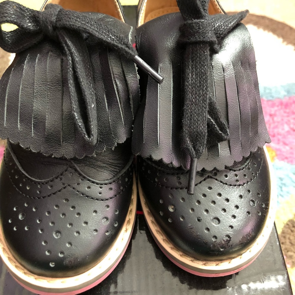 Girls black oxford college brogue