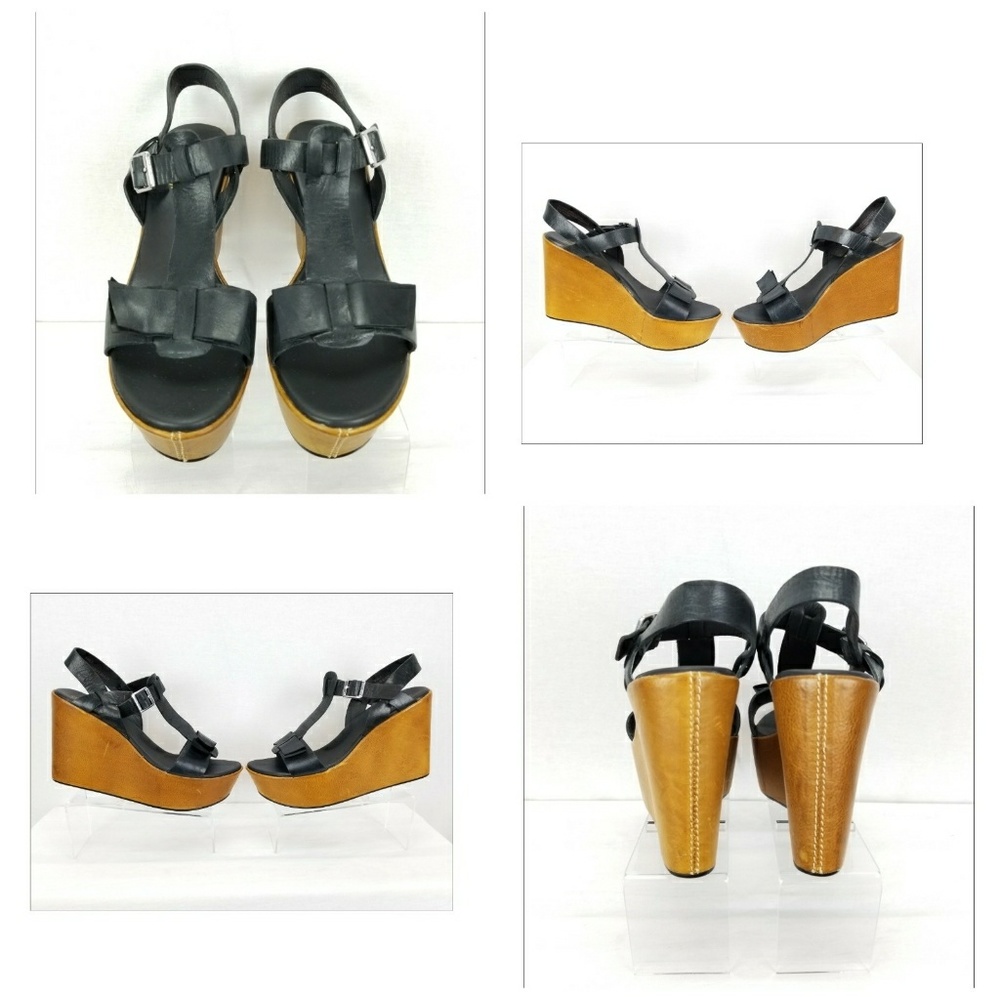 KORK-EASE BLACK STRAPPY BUCKLE PLATFORM WEDGE