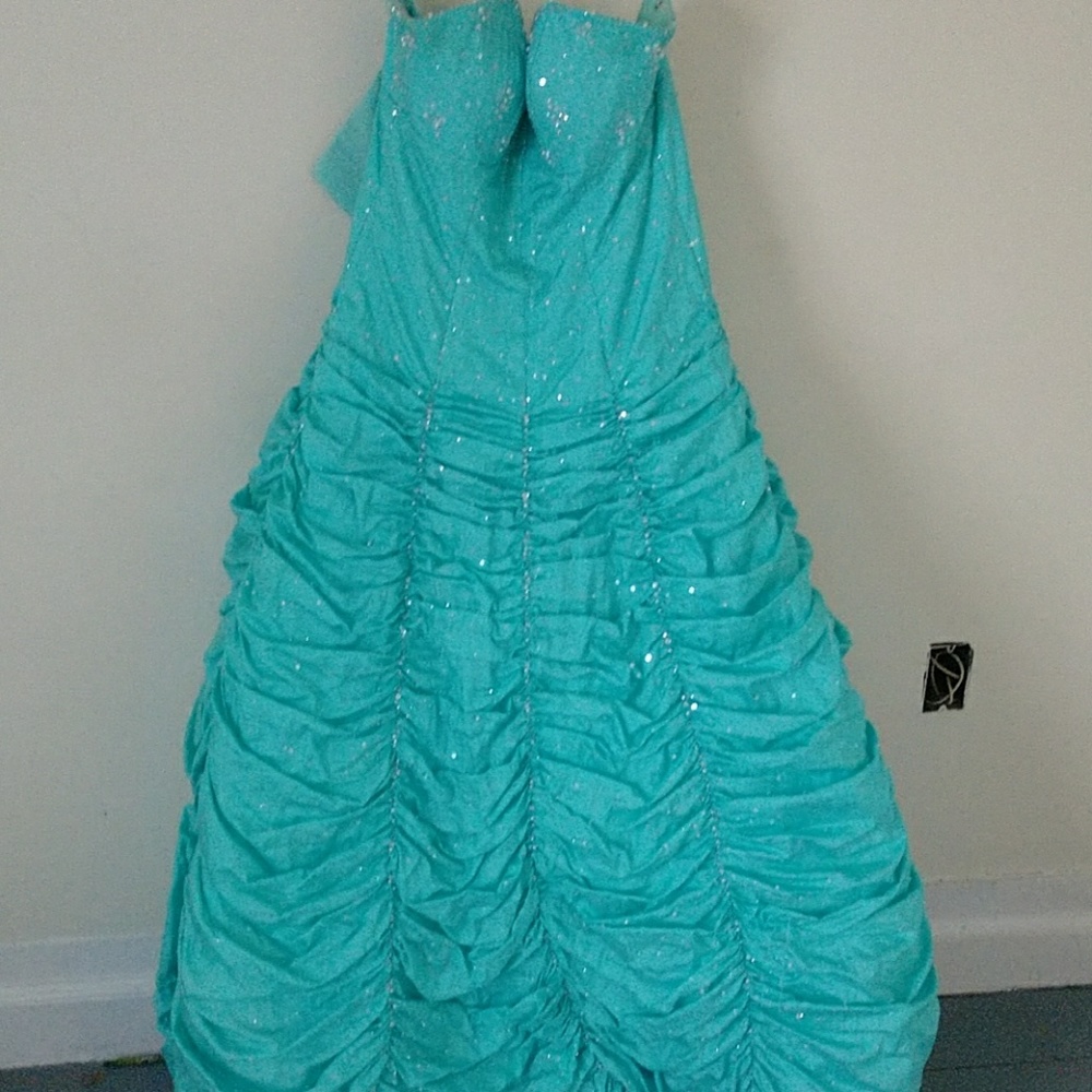 Mori Lee teal ball gown pageant/prom