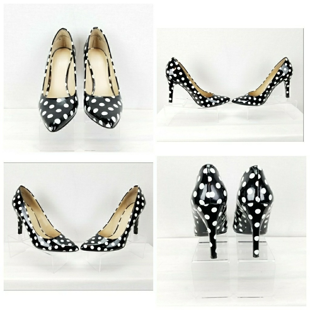 NINE WEST WENDLE 3 BLACK WHITE POLKA DOT PUMPS