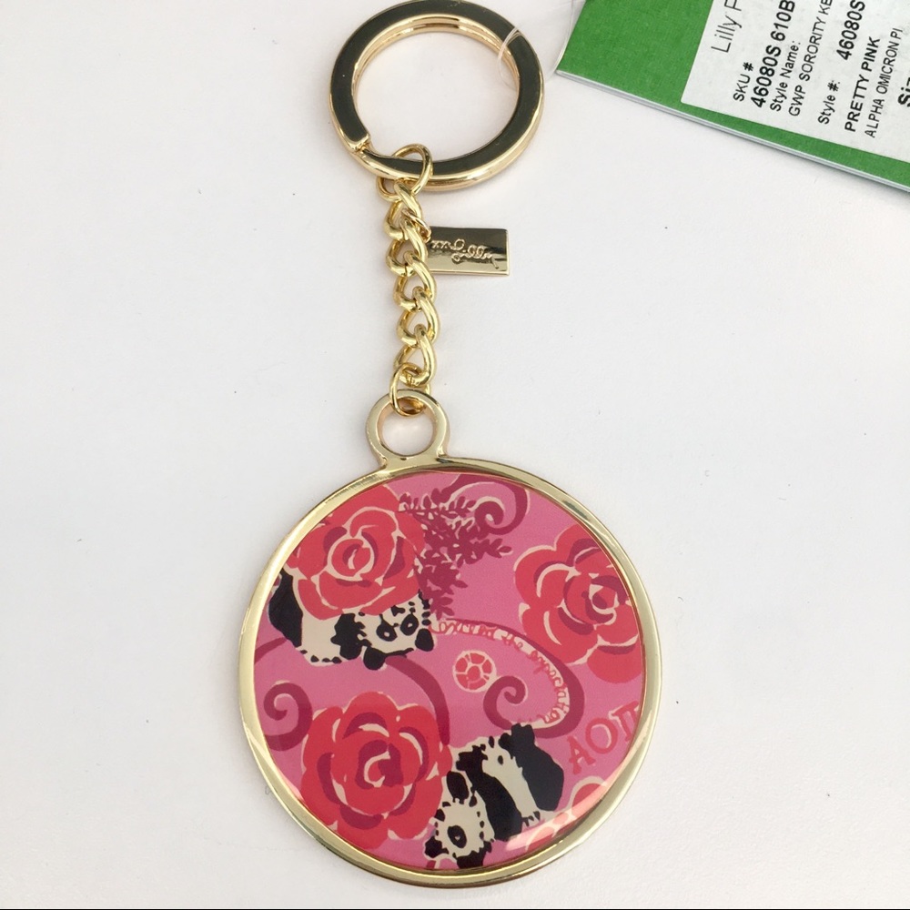 Lilly Pulitzer Alpha Omicron Pi Panda Keychain
