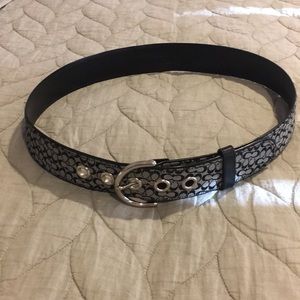 Coach black and white signature print belt ..