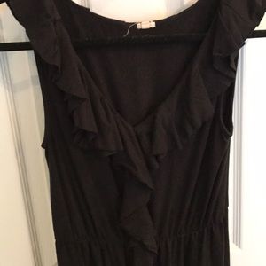 Black ruffle front dress