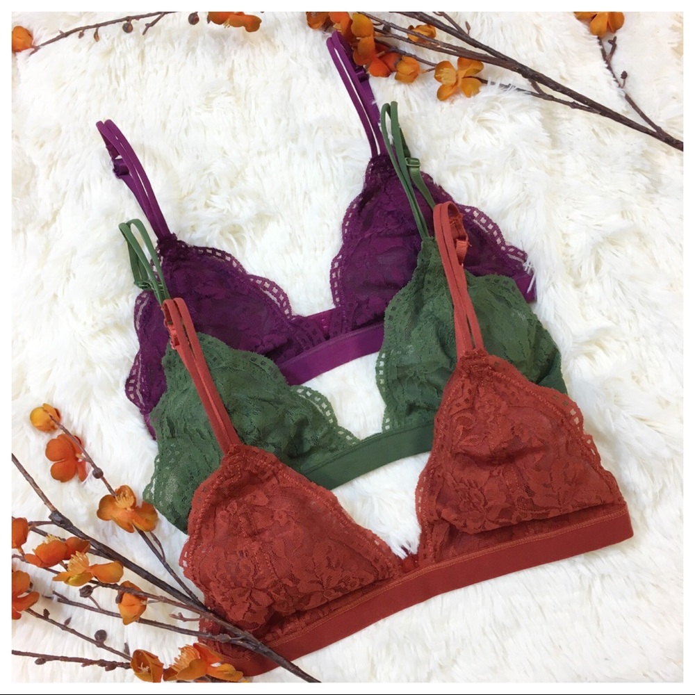 Olive lace bralette with adjustable straps - Picture 5 of 5