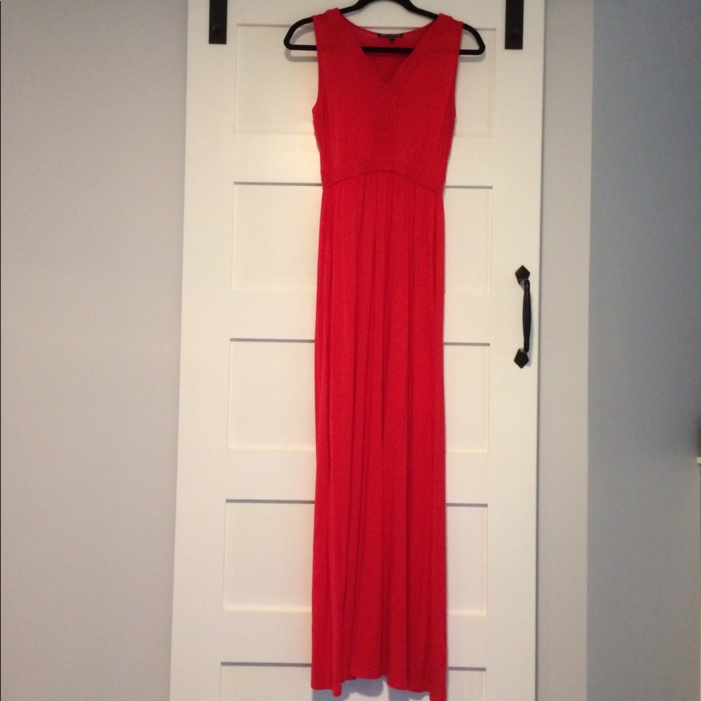 Red soft knit maxi dress