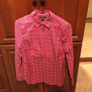 Jcrew red plaid shirt popover