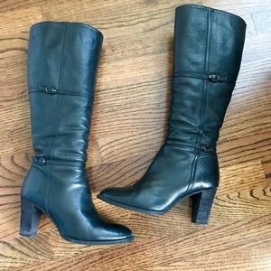 J Crew black leather wide calf boots