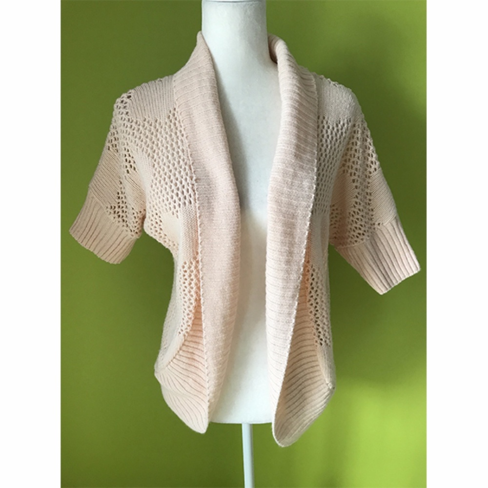 Takeout Shawl Neck Open Heart Peach Cardigan L